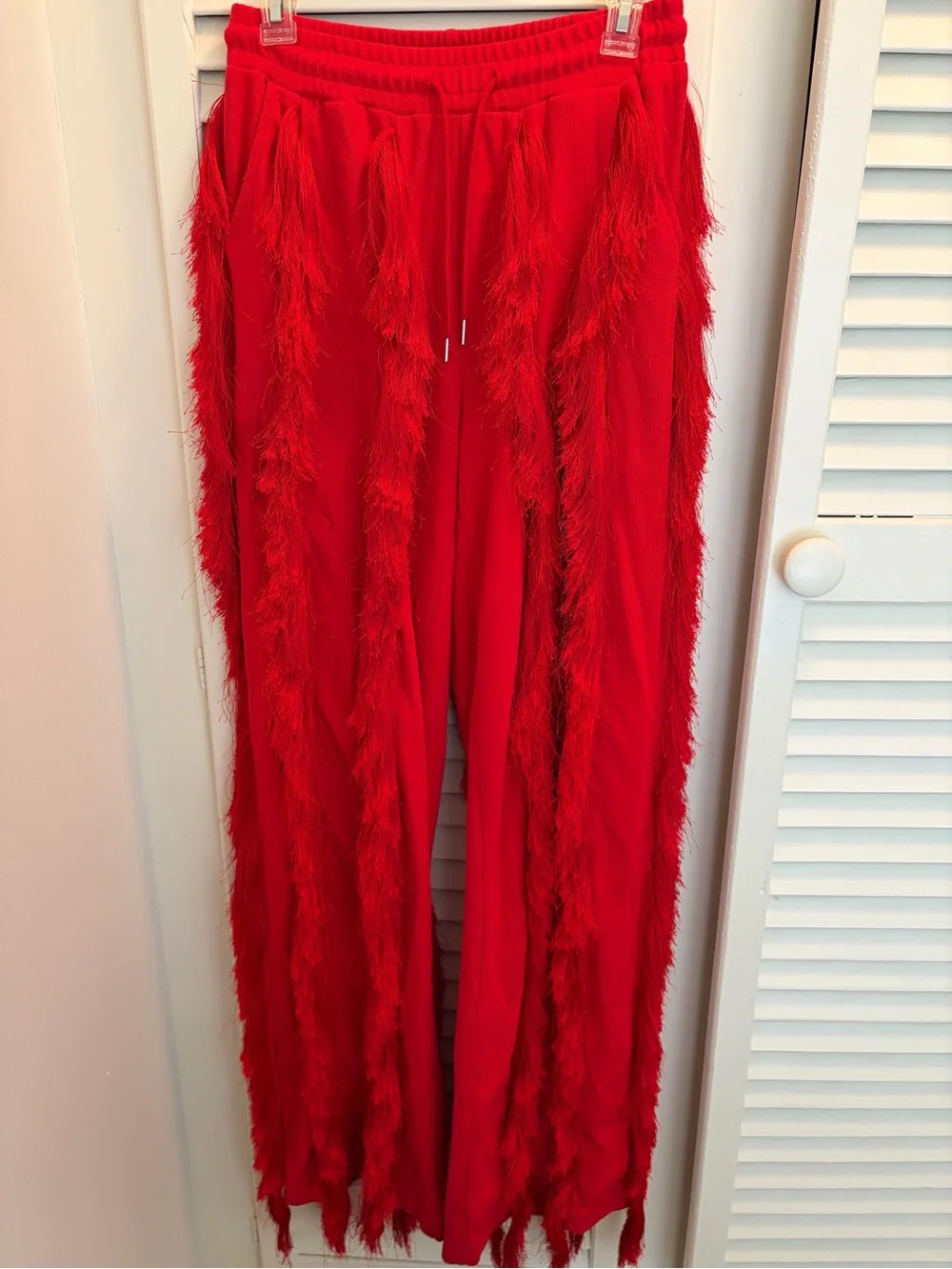 Minaa Monroe Over the Too Red Fringe Pants Size Small